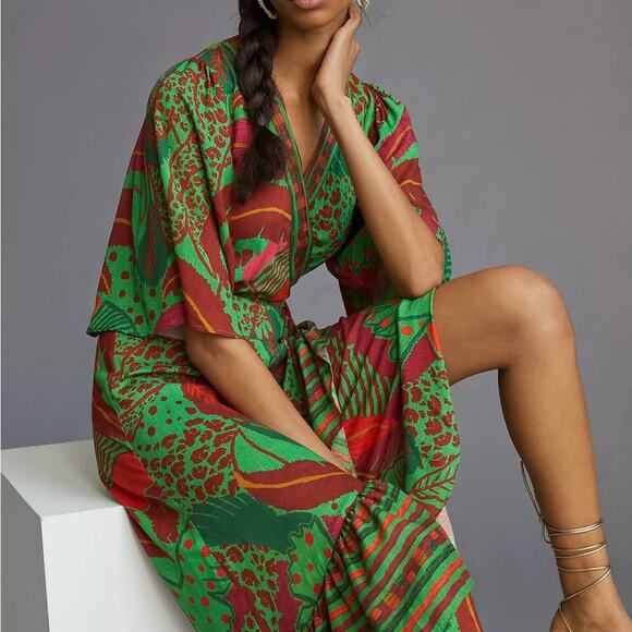 Farm Rio Flutter-Sleeve Wrap Maxi Dress - Picture 4 of 8